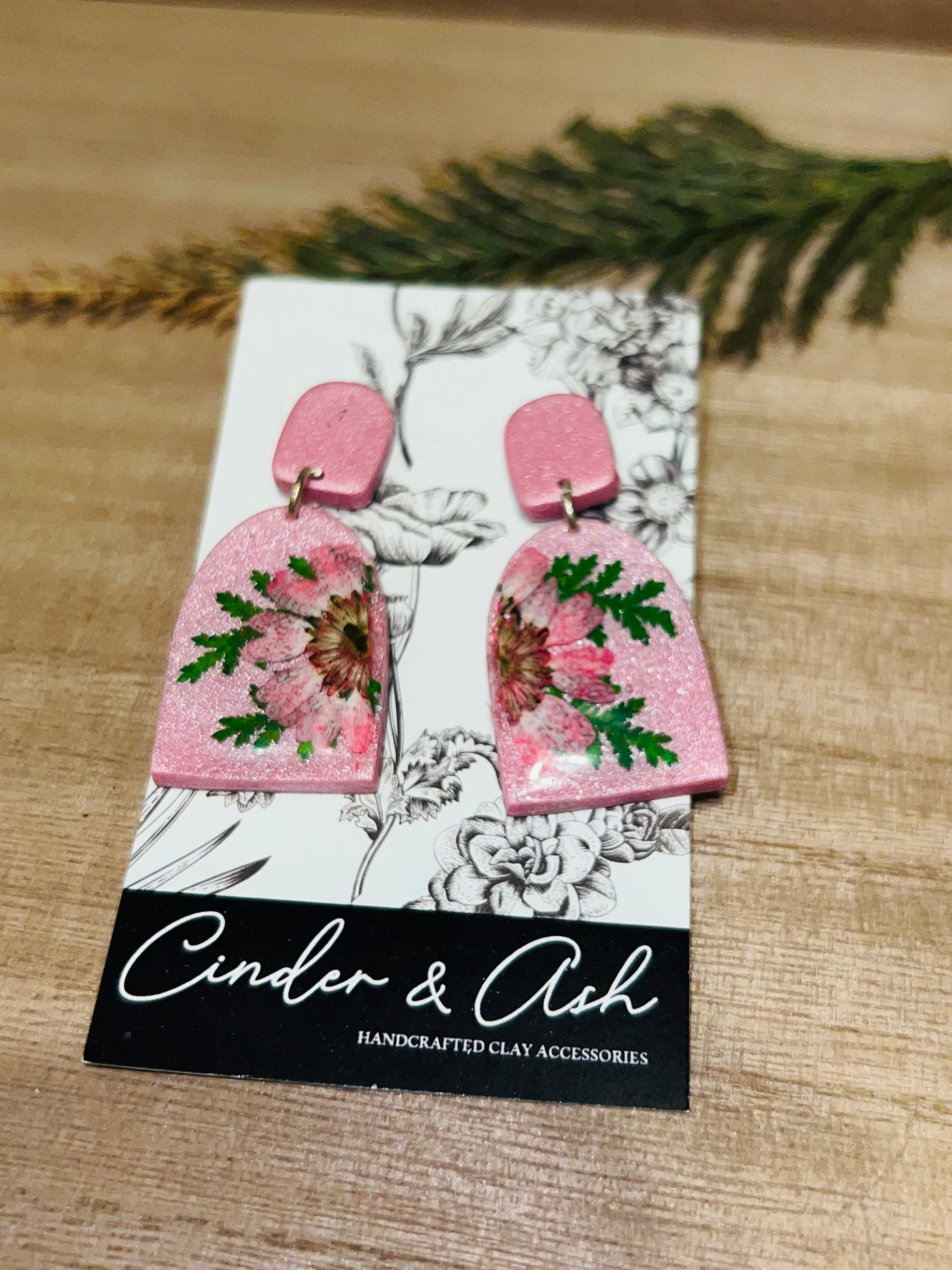 PINK FLOWER DANGLES - cinder.and.ash