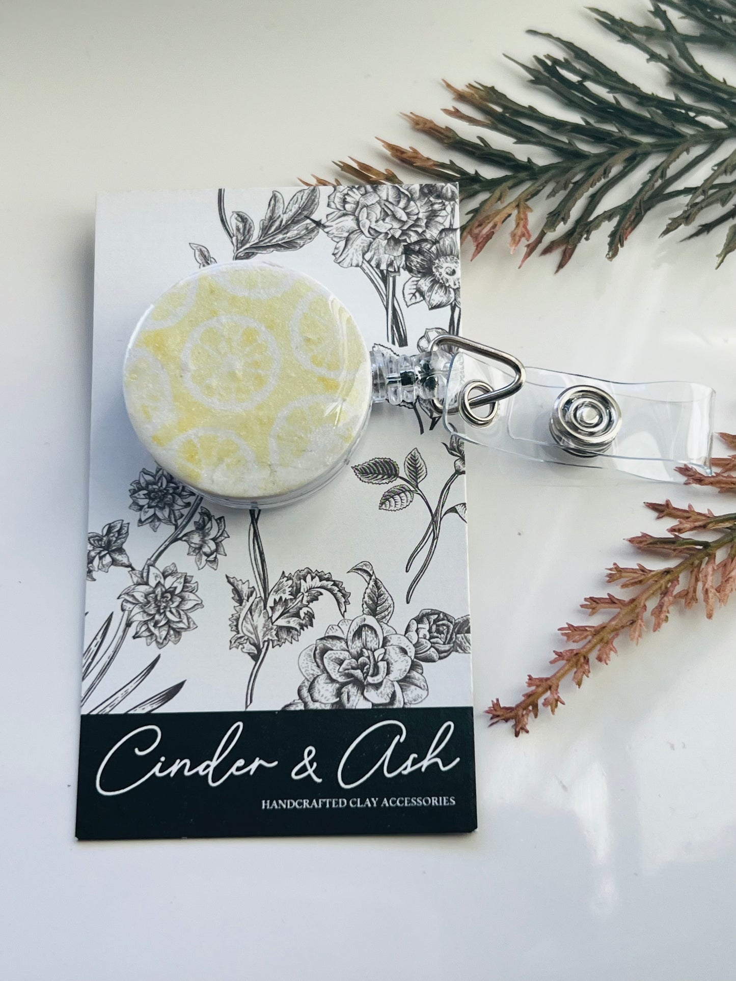 LEMON SLICE BADGE REEL - cinder.and.ash