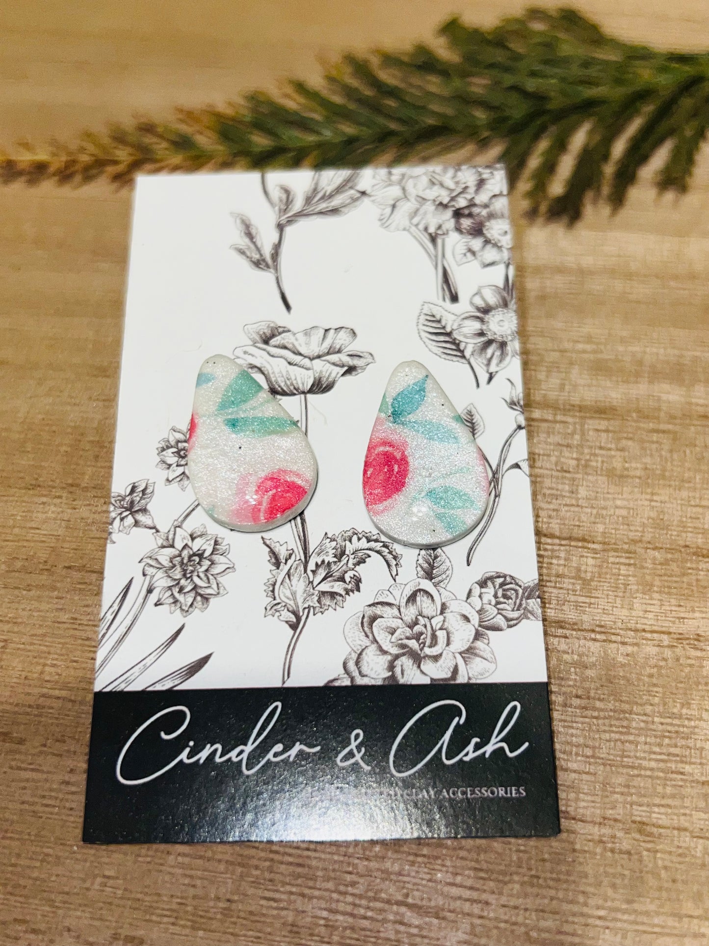 ROSE TEAR DROP STUDS - cinder.and.ash