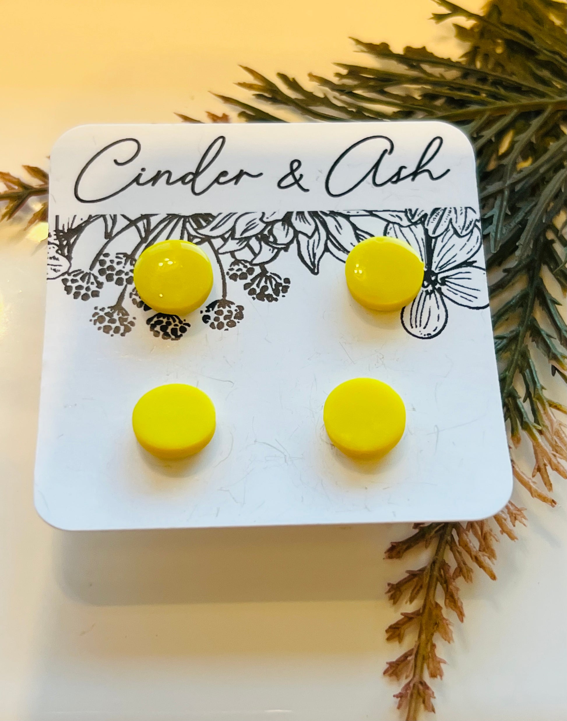 YELLOW MINI STUDS - cinder.and.ash