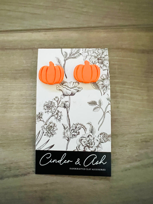 ORANGE PUMPKIN STUDS - cinder.and.ash