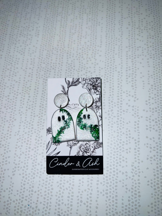 GREENERY GHOST DANGLES - cinder.and.ash