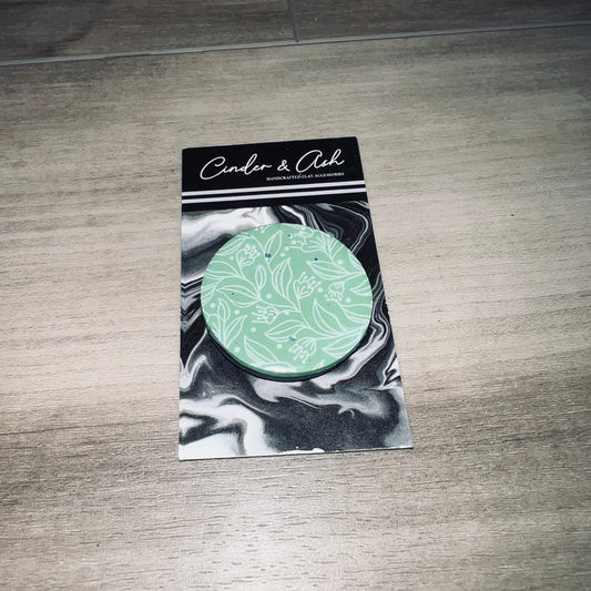 GREEN WITH WHITE FLORAL POPSOCKET